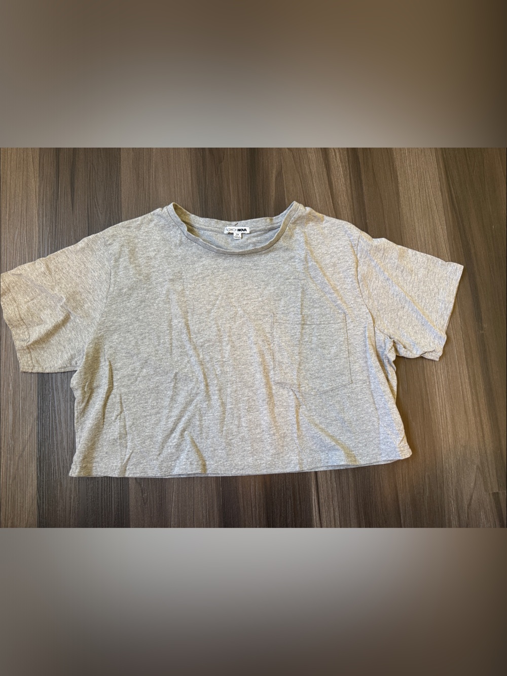 Fashion Nova Gray Cropped Pocket Tee